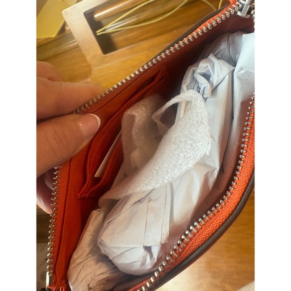 NWT Coach Nolita 19 Orange Leather Wristlet Handbag Signature C Silver Hardware - Picture 5 of 7